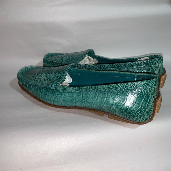 GUCCI size 7B green CROCODILE driving moccasins - Picture 7 of 11
